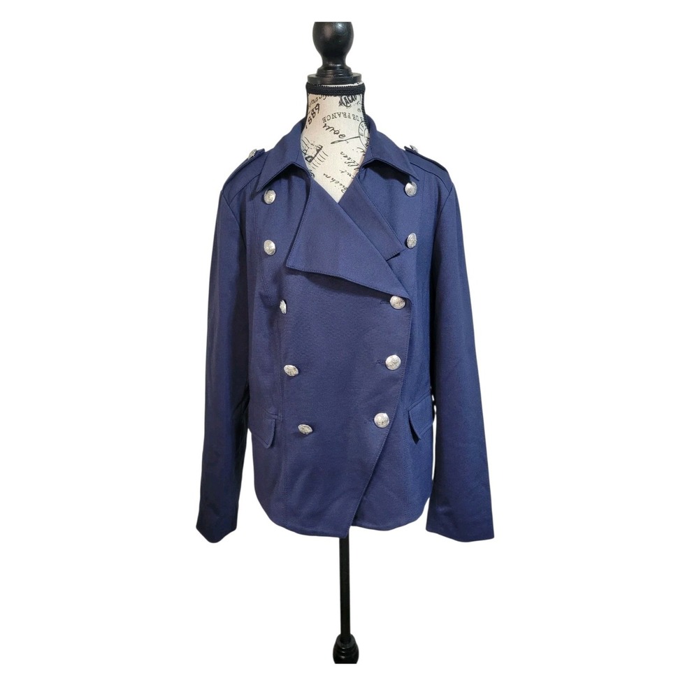 INC International Concepts Navy  double-breasted mariner jacket‎ Size Xl Women's